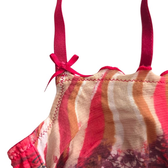 Y2K Hanna Lingerie Size 34 Mesh Bralette Red Graphic Print - Picture 2 of 7